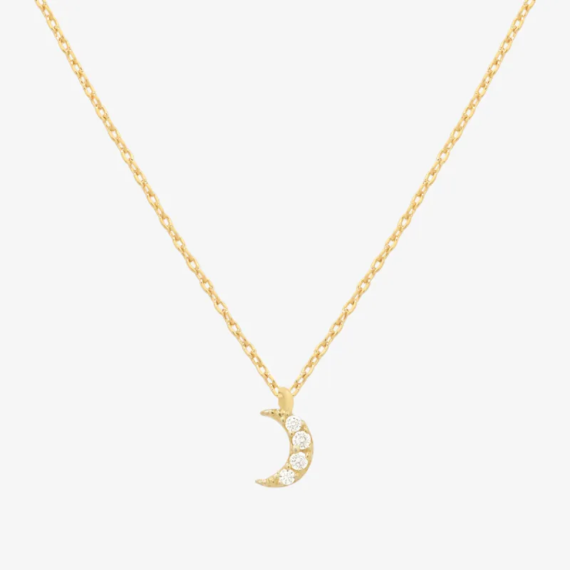 Cubic crescent moon pendant necklace sold by NABI LONDON