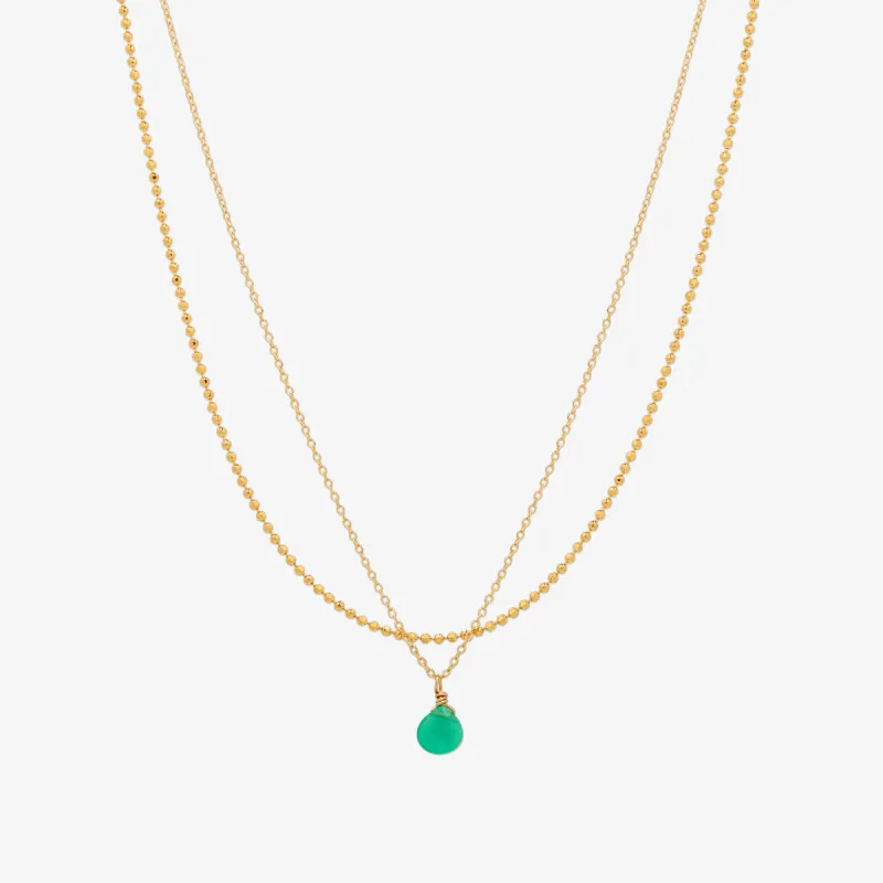 Gemstone two chains layered necklace sold by NABI LONDON