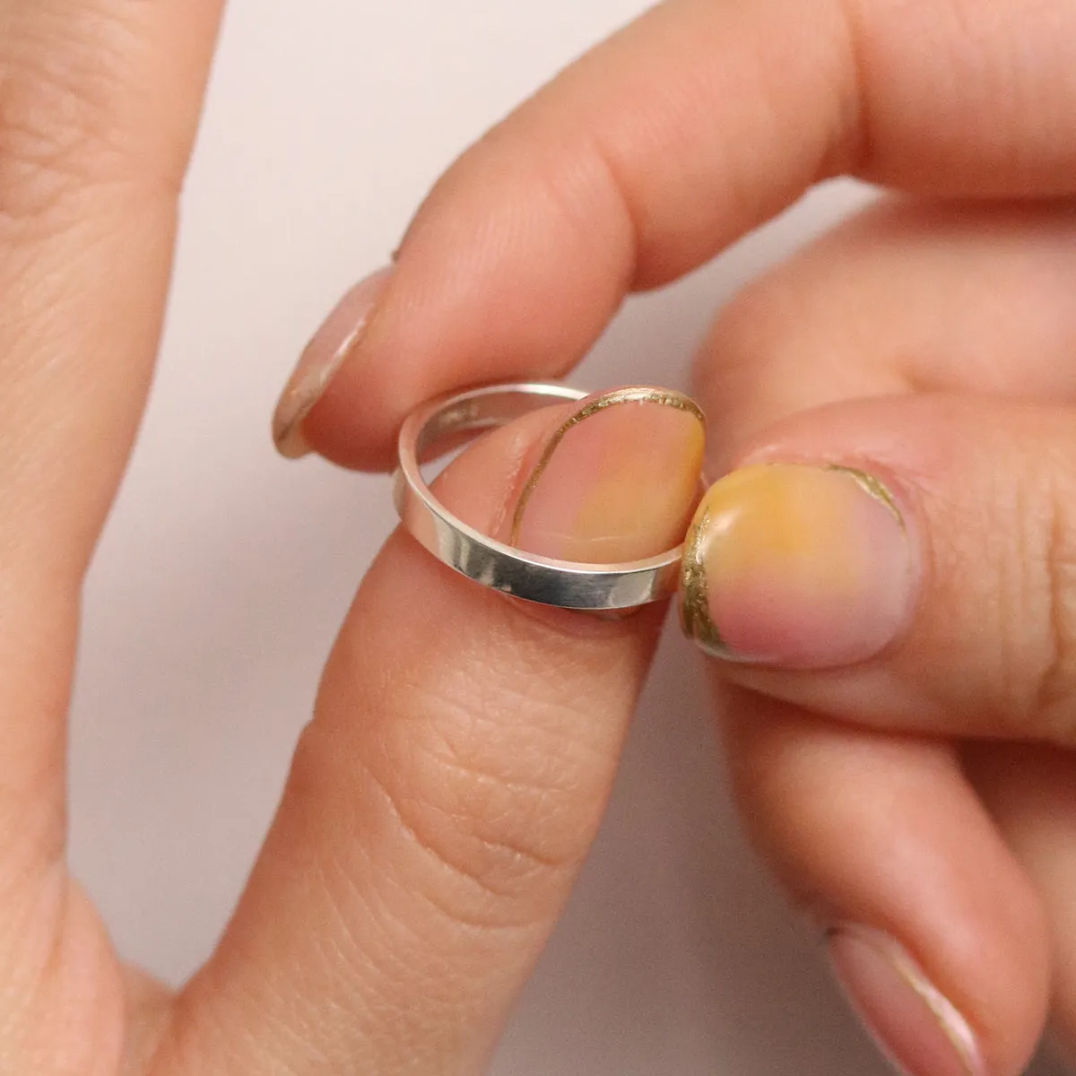 Bold square plain band ring sold by NABI LONDON product image thumbnail 2