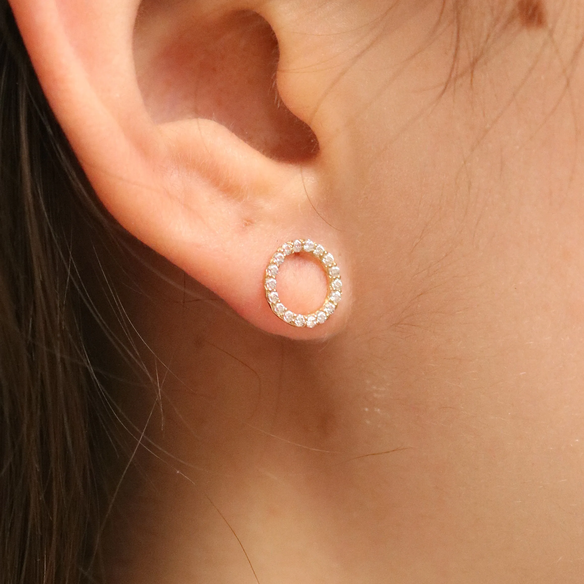 White topaz circle studs sold by NABI LONDON product image thumbnail 5