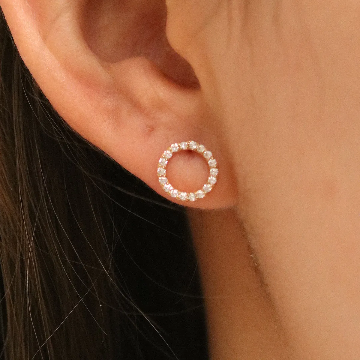 White topaz circle studs sold by NABI LONDON product image thumbnail 3