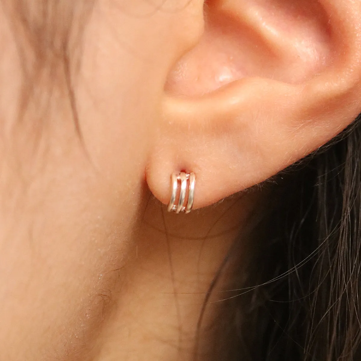 Triple Line Semi-Hoop Earrings sold by NABI LONDON product image thumbnail 3