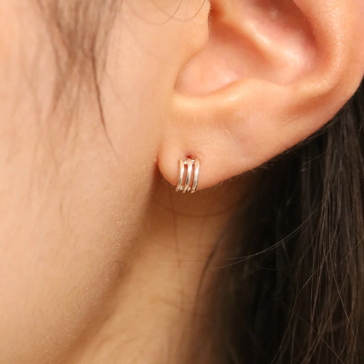 Triple Line Semi-Hoop Earrings sold by NABI LONDON product image thumbnail 2