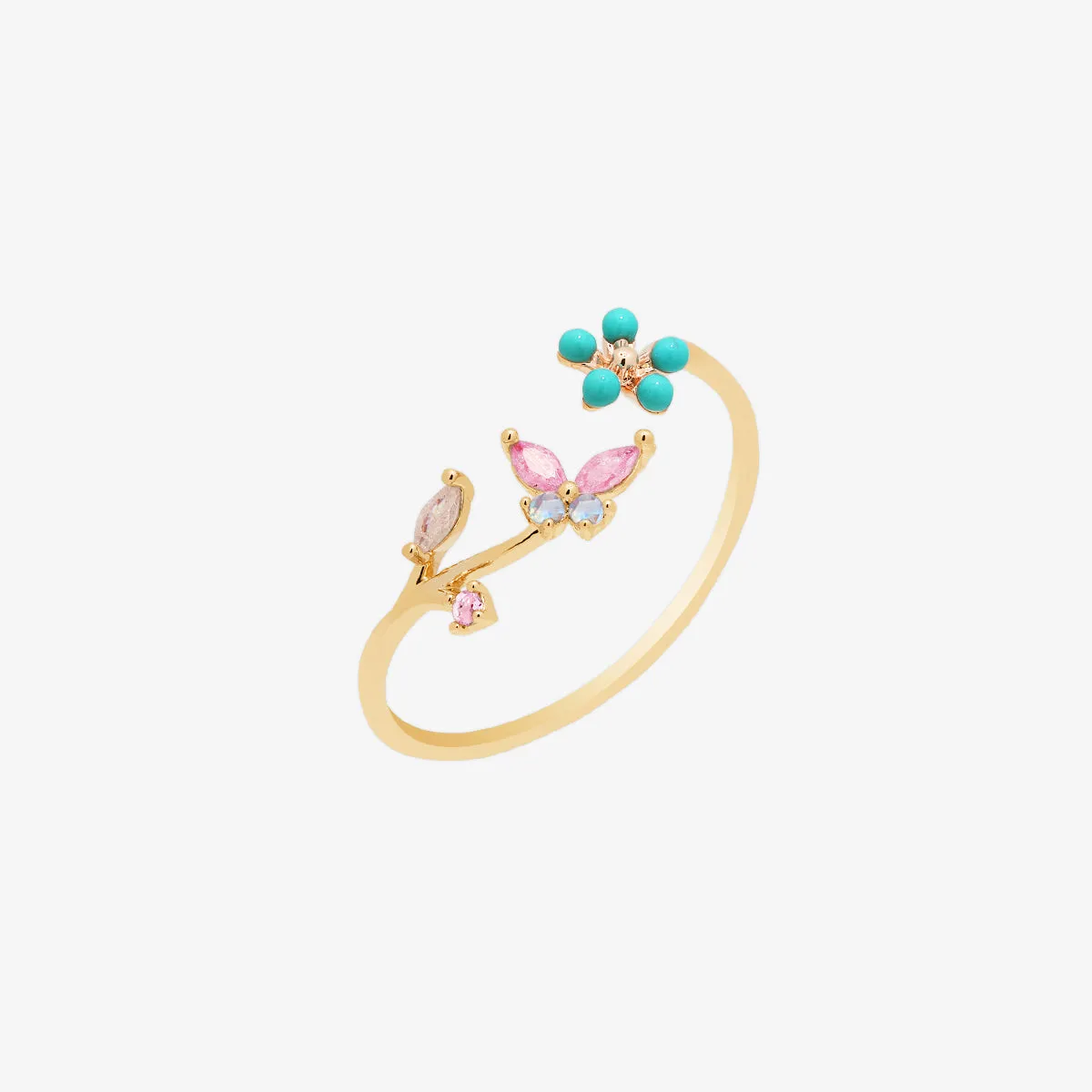 Turquoise Blossom Butterfly Ring sold by NABI LONDON