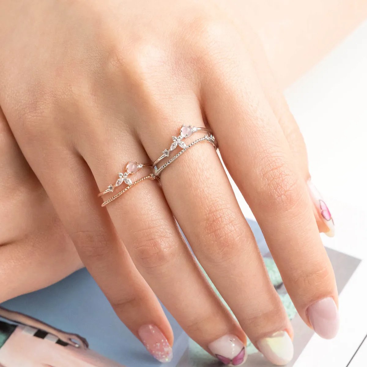 Pink butterfly ring sold by NABI LONDON product image thumbnail 4