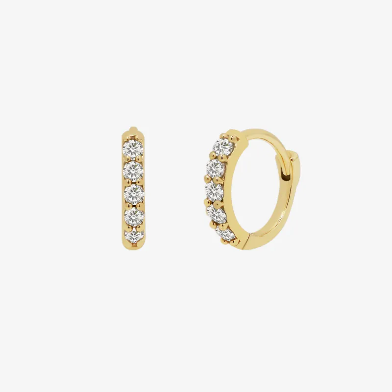 Pave huggie earrings sold by NABI LONDON