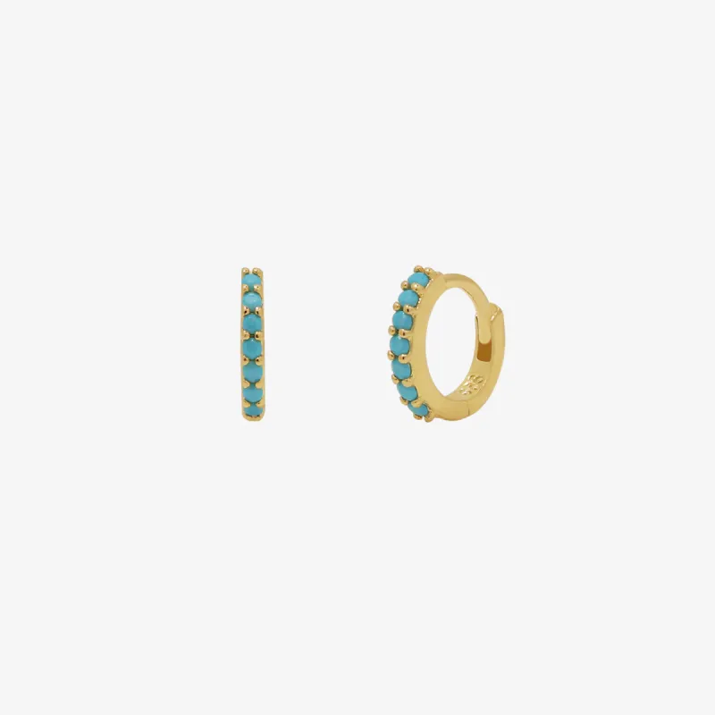 Turquoise Huggie Earrings sold by NABI LONDON
