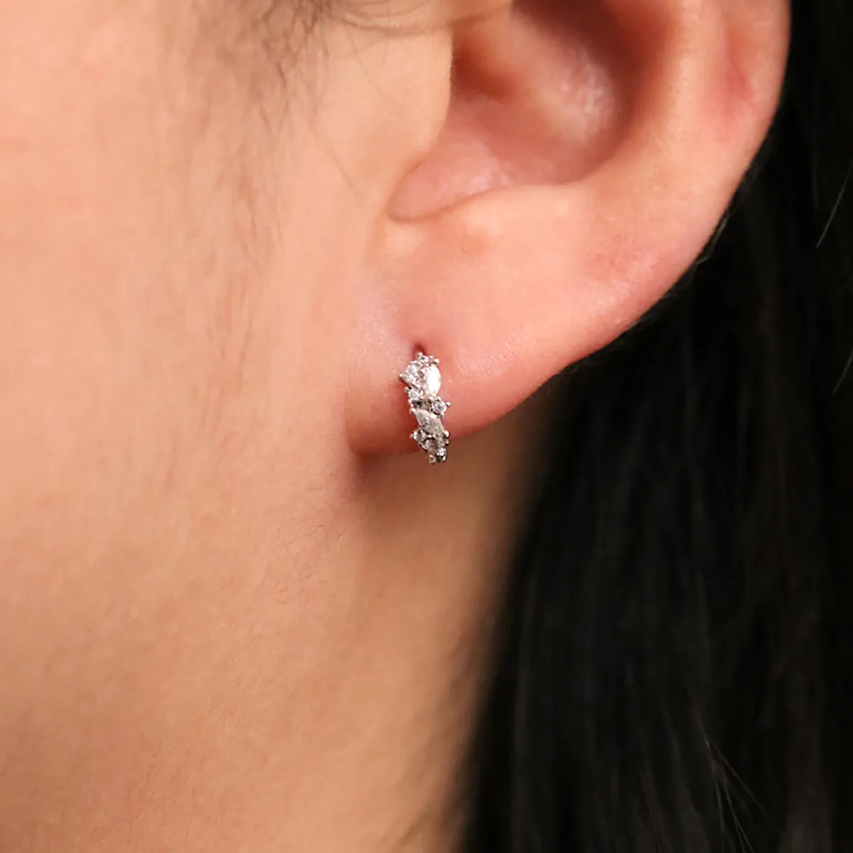 Cubic Cluster Huggie Earrings sold by NABI LONDON product image thumbnail 5
