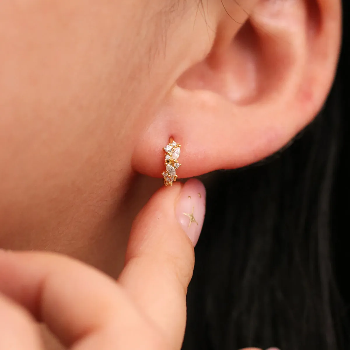 Cubic Cluster Huggie Earrings sold by NABI LONDON product image thumbnail 4