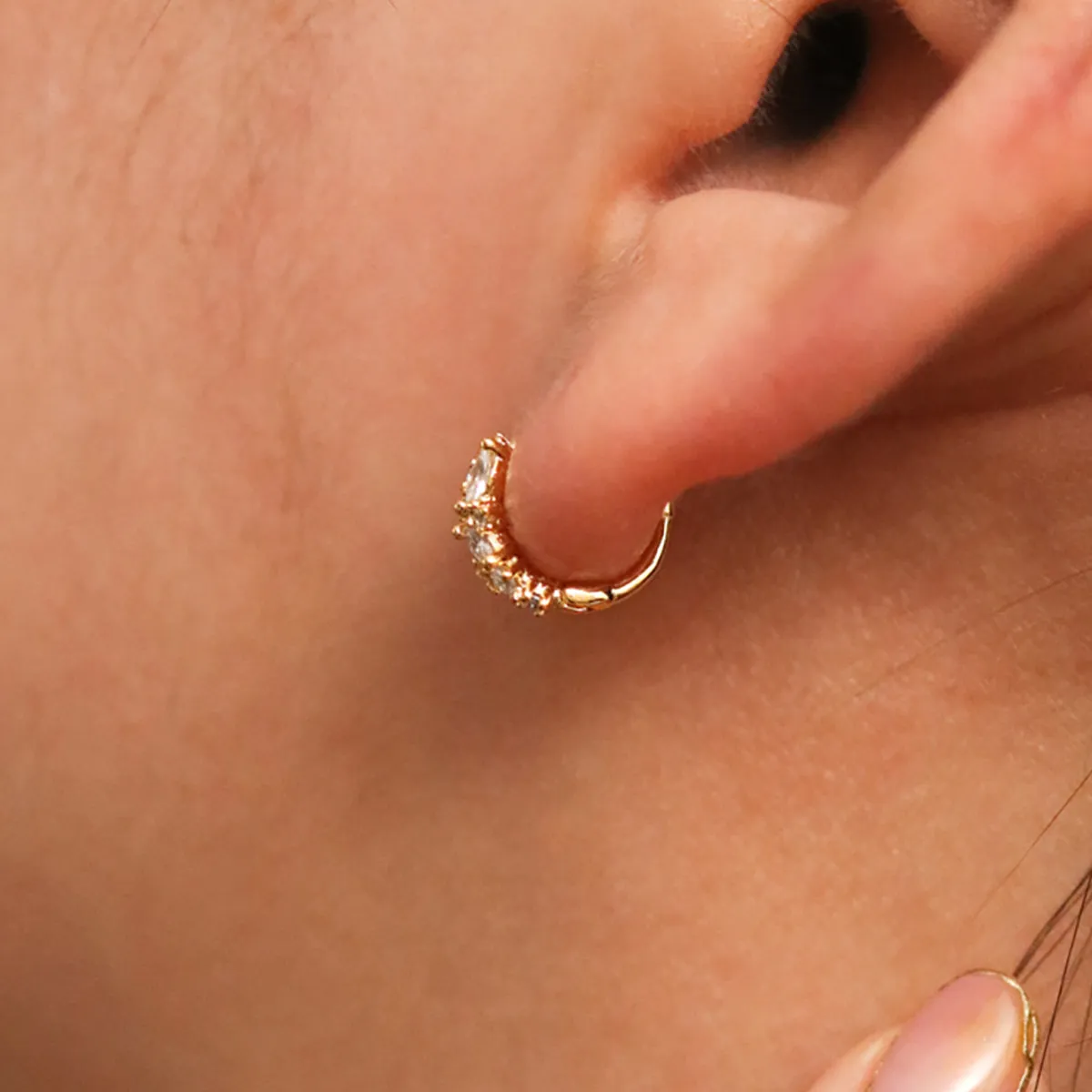 Cubic Cluster Huggie Earrings sold by NABI LONDON product image thumbnail 3