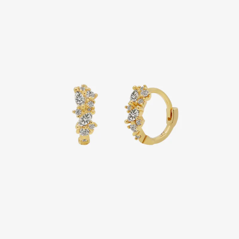 Cubic Cluster Huggie Earrings sold by NABI LONDON