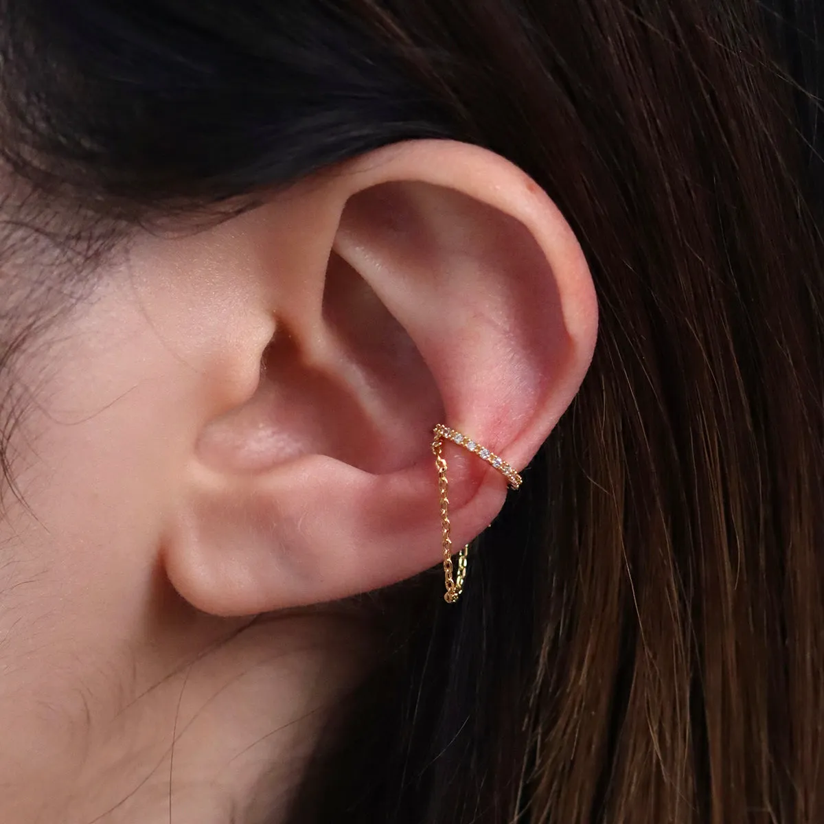 Sparkle Chain Drop Ear Cuff sold by NABI LONDON product image thumbnail 2
