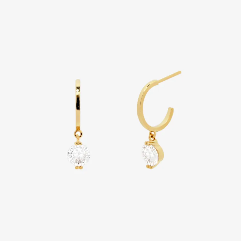 Cubic Dangle Semi-Hoop Earrings sold by NABI LONDON