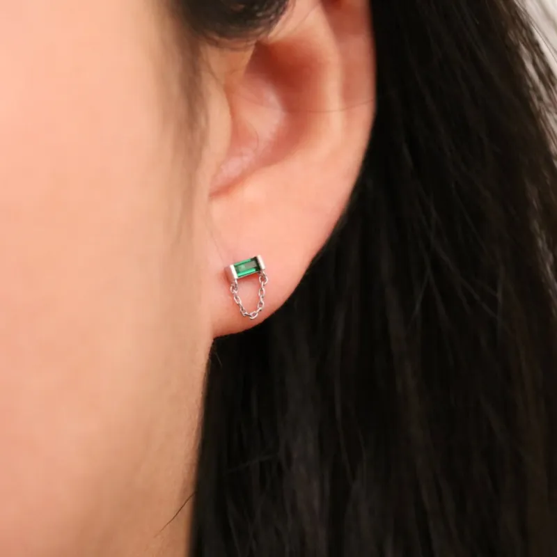 Green onyx Chandelier Chain Dangle Earrings made by NABI LONDON