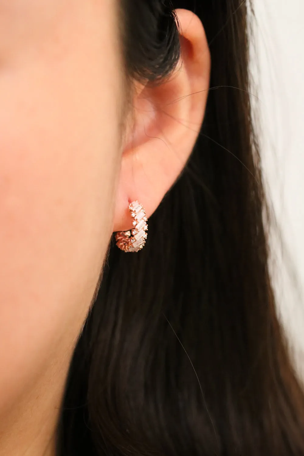 White Topaz Semi-Hoop Earring sold by NABI LONDON product image thumbnail 4