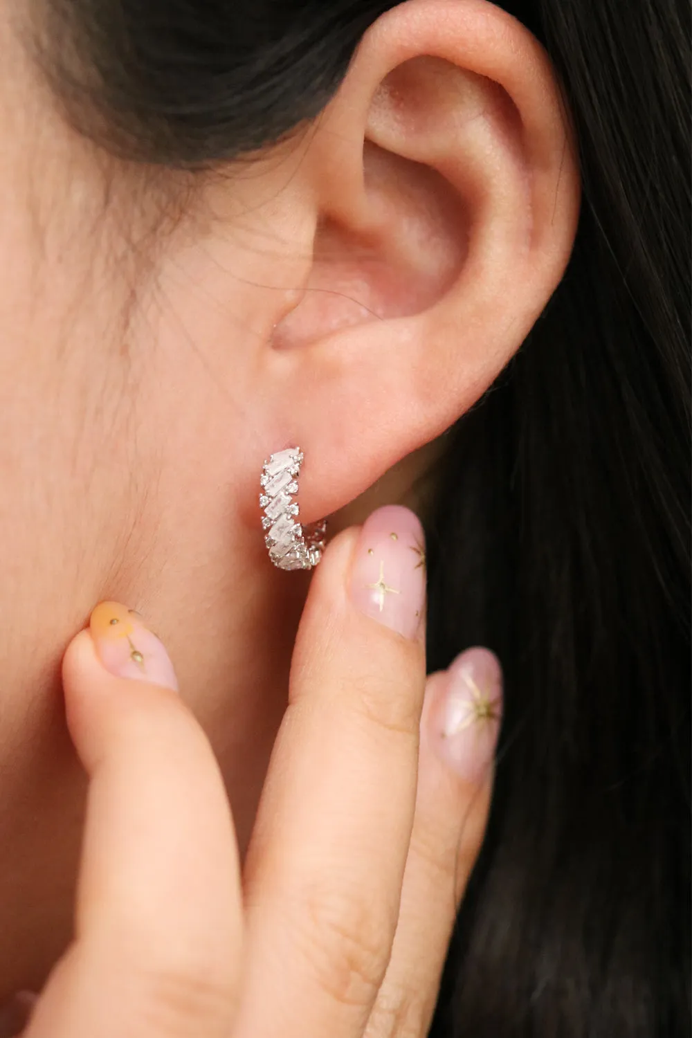 White Topaz Semi-Hoop Earring sold by NABI LONDON product image thumbnail 3