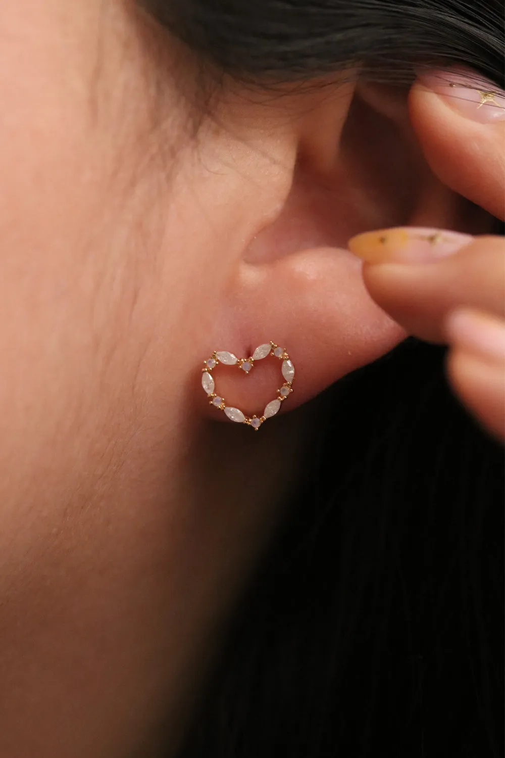 Heart Shaped Moonstone Earrings sold by NABI LONDON product image thumbnail 3