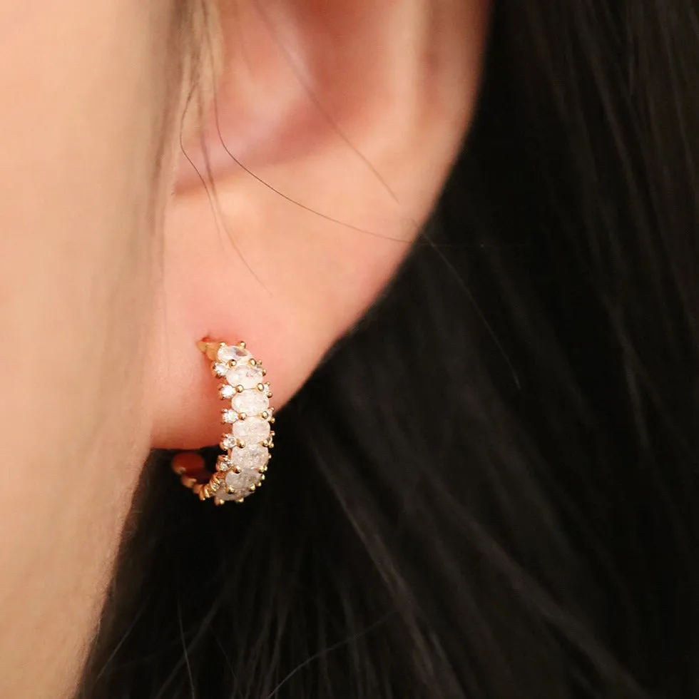 Cubic encased semi-hoop earrings sold by NABI LONDON product image thumbnail 2