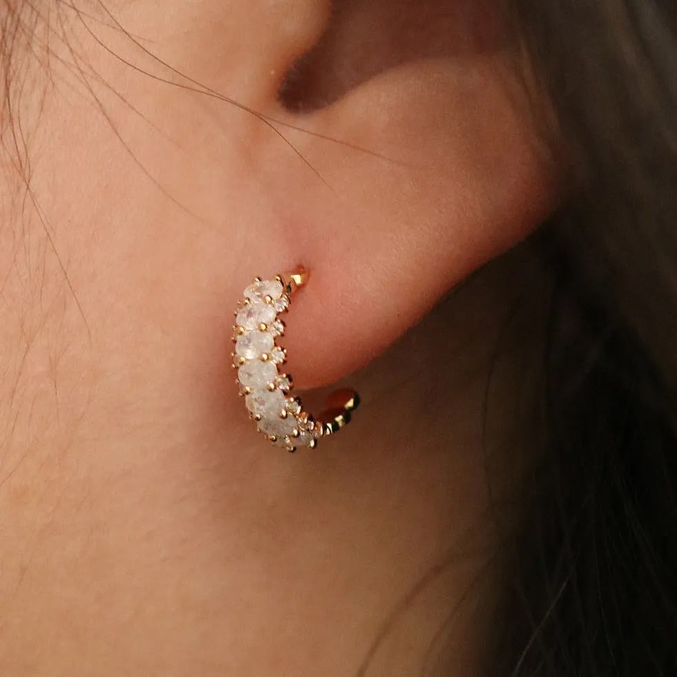 Cubic encased semi-hoop earrings sold by NABI LONDON product image thumbnail 3