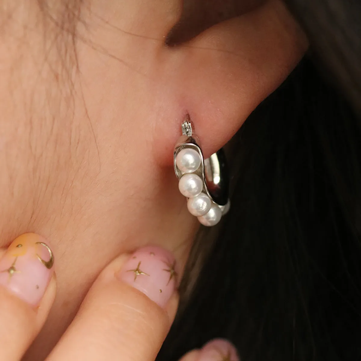 Chunky Beans Pearl Earrings sold by NABI LONDON product image thumbnail 4
