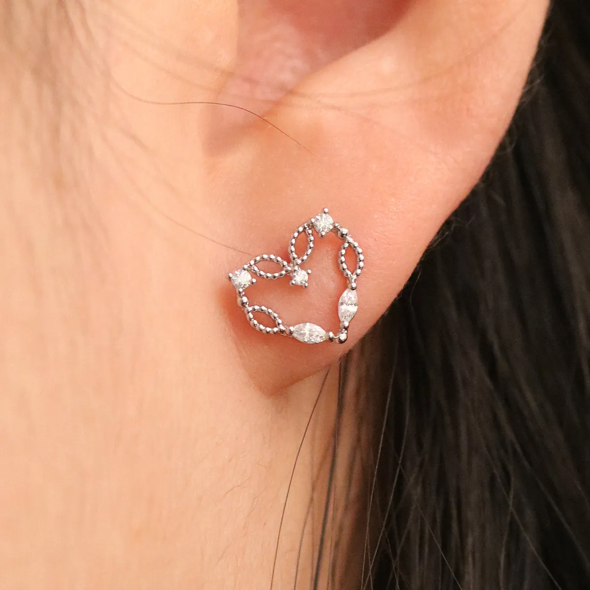 Cubic angled heart earrings sold by NABI LONDON product image thumbnail 3