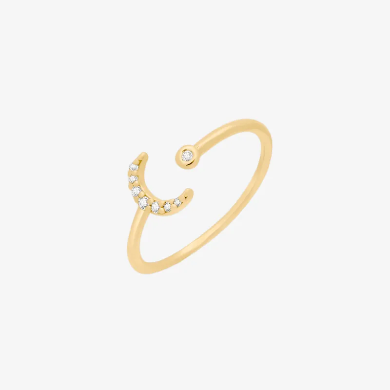 Cubic Crescent Moon Ring sold by NABI LONDON