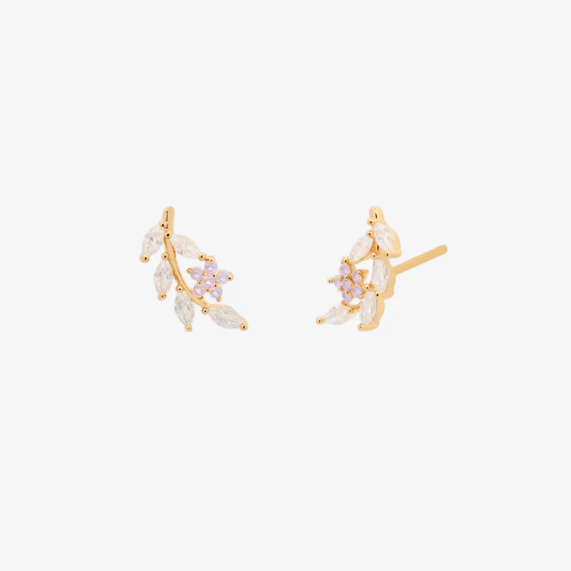 Moonstone flower branch earrings sold by NABI LONDON