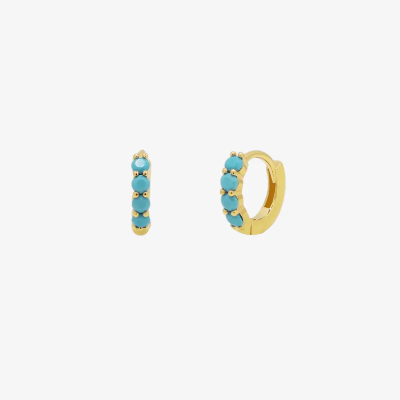 Turquoise Pave Huggie Earring sold by NABI LONDON