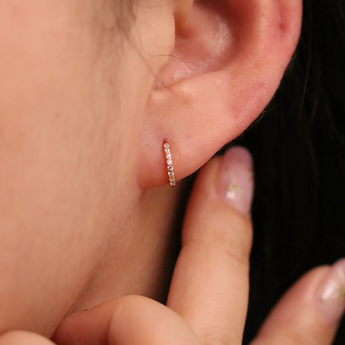 Classic Pave Huggie Earring sold by NABI LONDON product image thumbnail 4