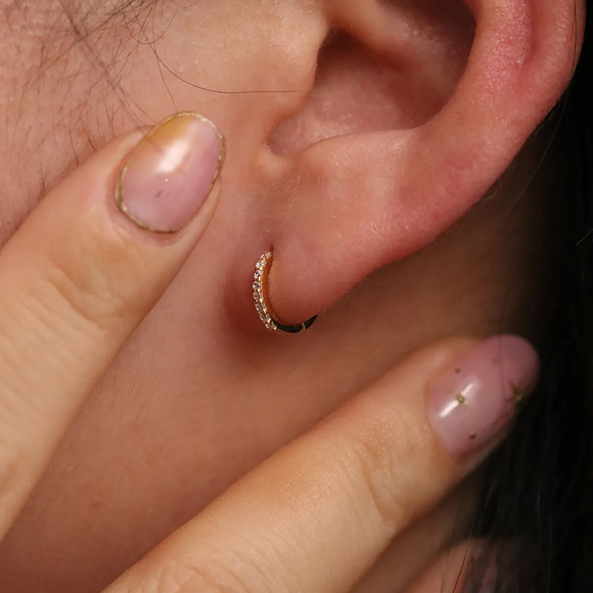 Classic Pave Huggie Earring sold by NABI LONDON product image thumbnail 2