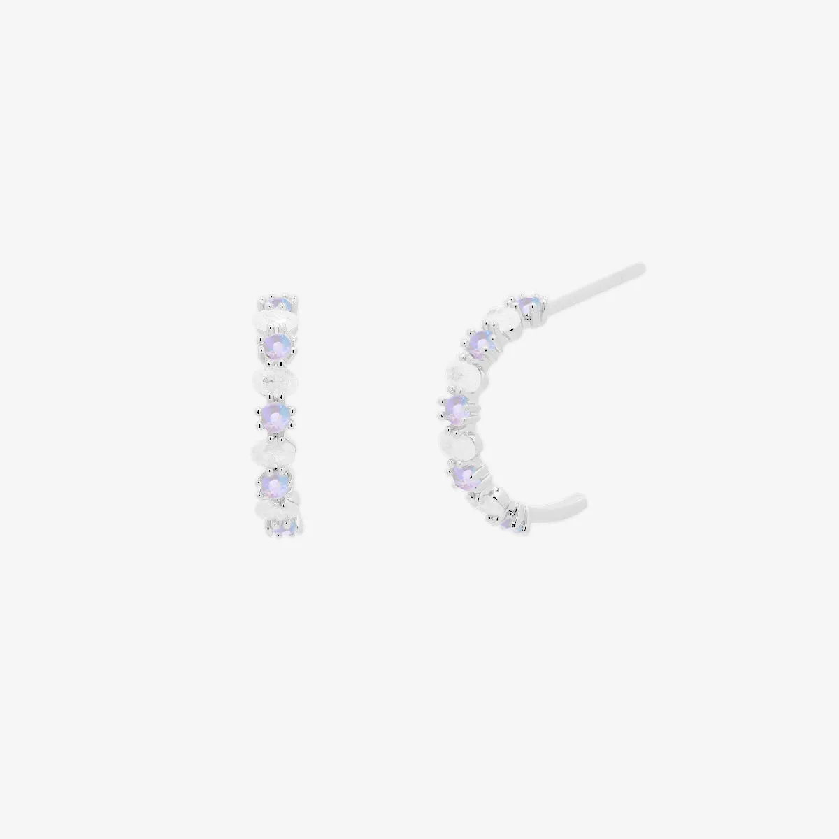Pastel moonstone semi-hoop earrings sold by NABI LONDON product image thumbnail 5