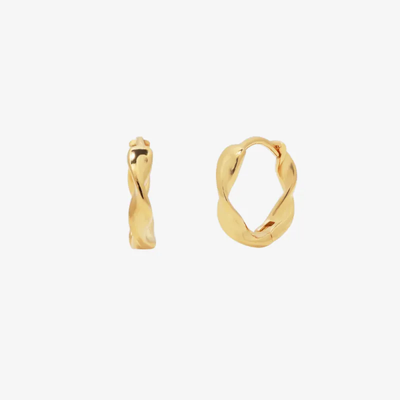 Twisted huggie earrings sold by NABI LONDON