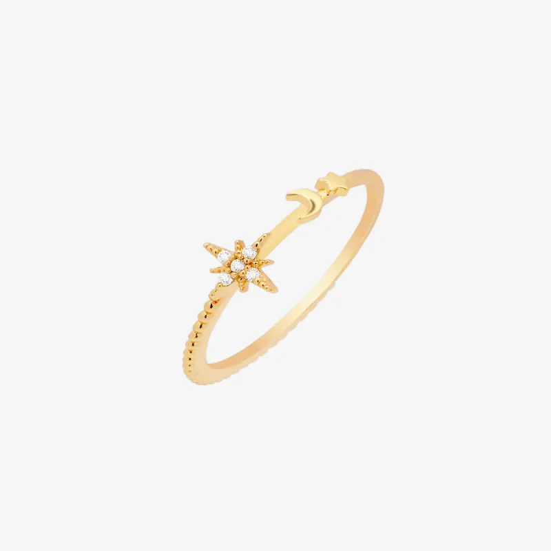 Moon and star ring sold by NABI LONDON