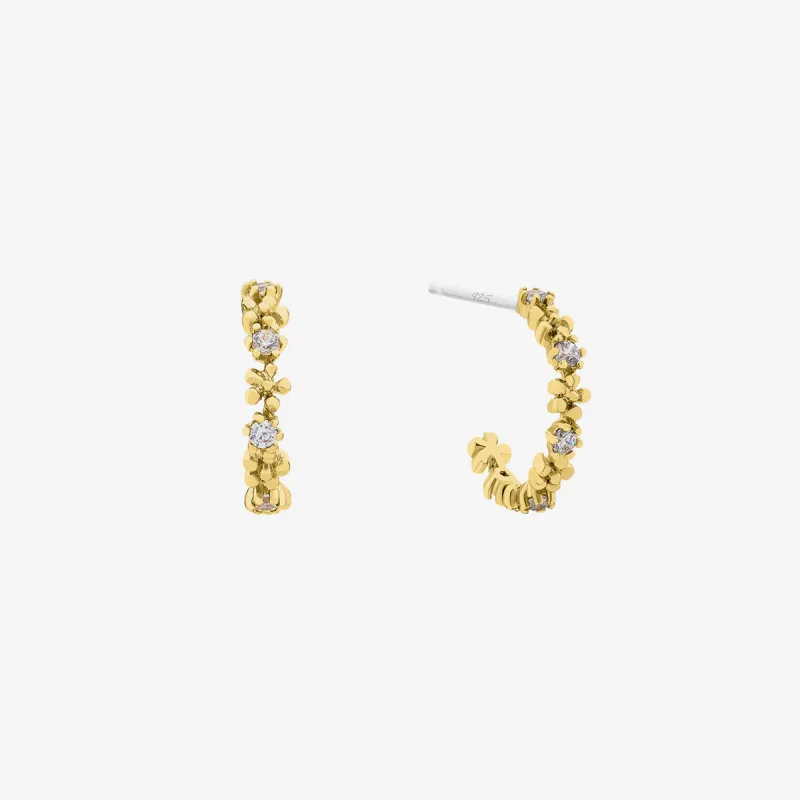 Flower cubic semi-hoop earrings sold by NABI LONDON