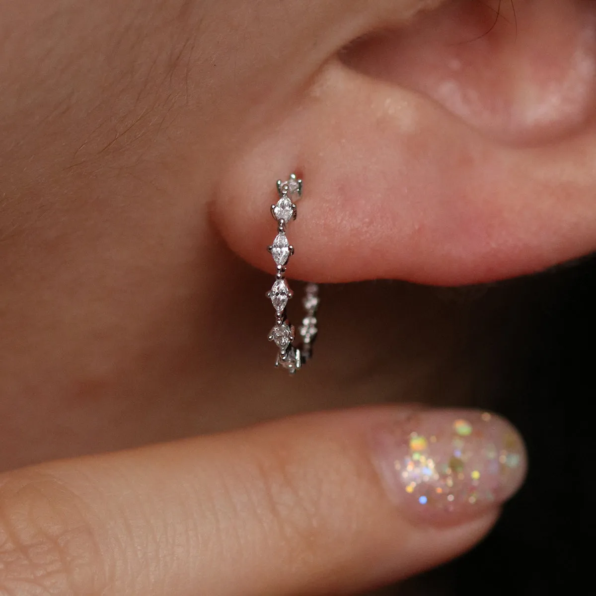 Relay cubic semi-hoop earrings sold by NABI LONDON product image thumbnail 3