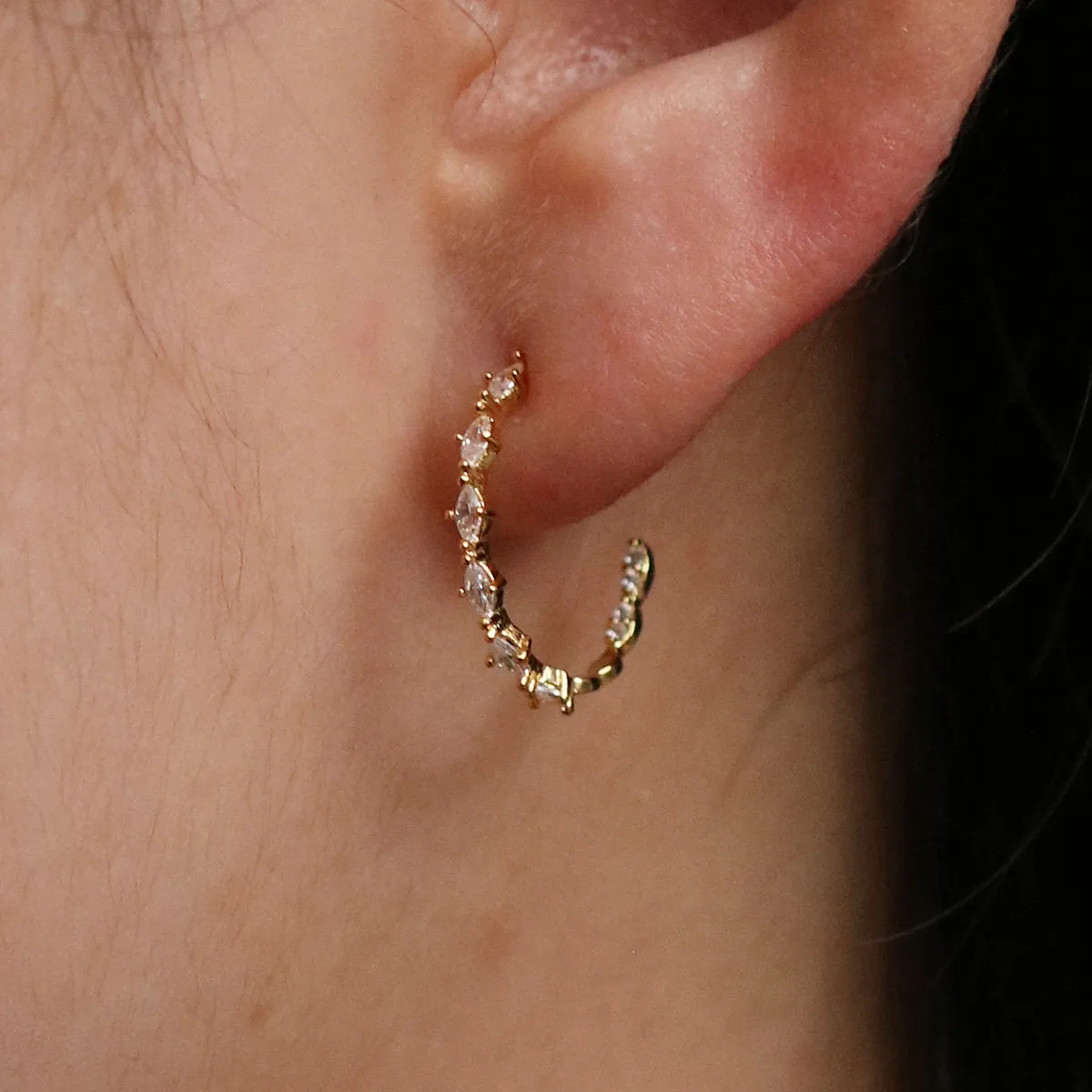 Relay cubic semi-hoop earrings sold by NABI LONDON product image thumbnail 2