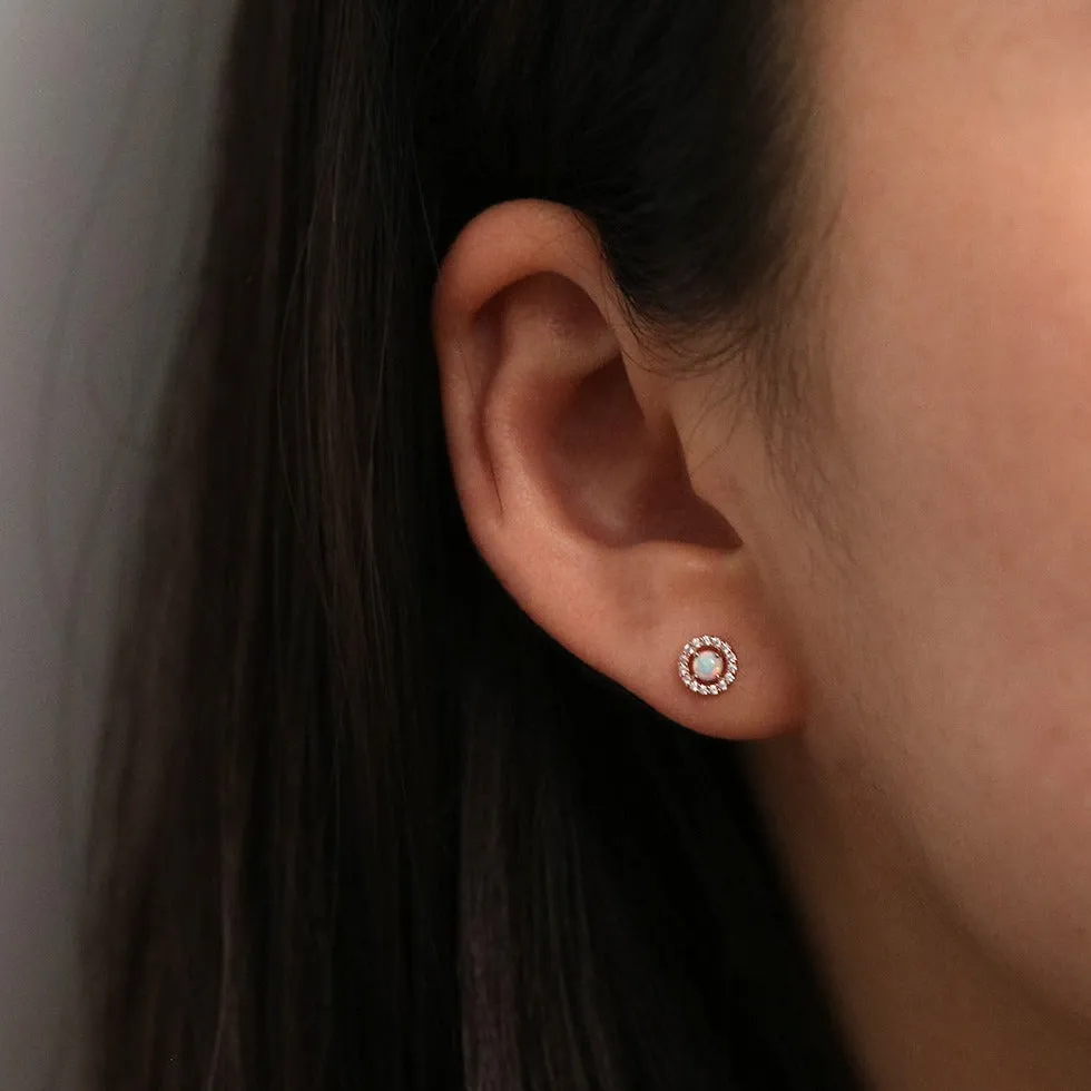 Opal cubic stud earrings sold by NABI LONDON product image thumbnail 3