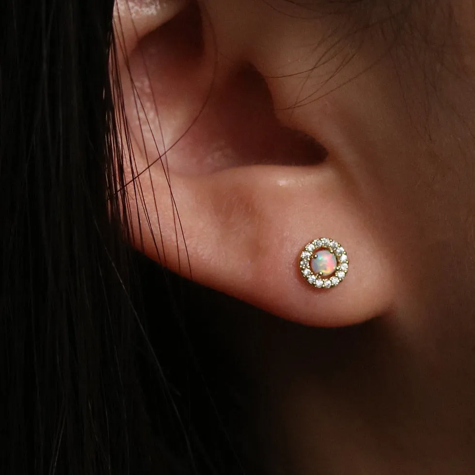 Opal cubic stud earrings sold by NABI LONDON product image thumbnail 2