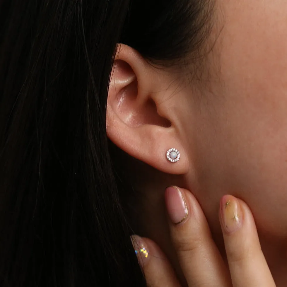 Opal cubic stud earrings sold by NABI LONDON product image thumbnail 4