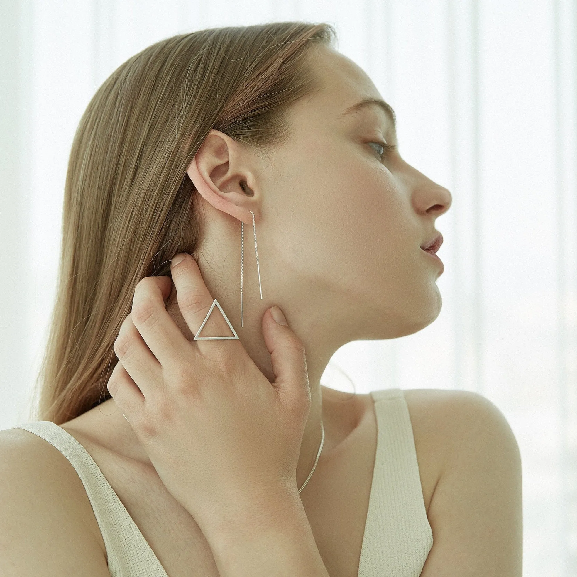 Drop stick short threader earrings sold by NABI LONDON product image thumbnail 2