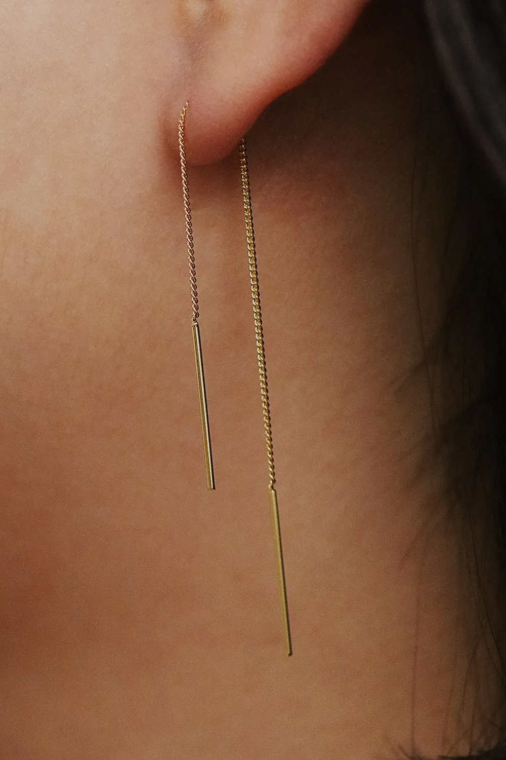 Drop stick short threader earrings sold by NABI LONDON product image thumbnail 4