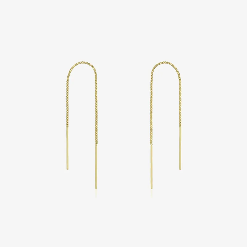 Drop stick short threader earrings made by NABI LONDON