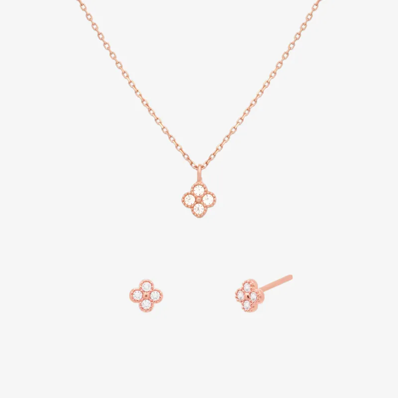 Clover Sparkle Set in Rose gold made by NABI LONDON