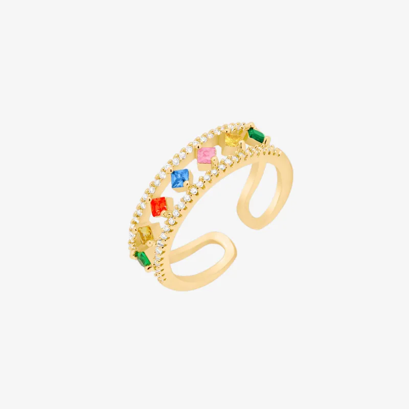 Rainbow Sparkle Ring made by NABI LONDON