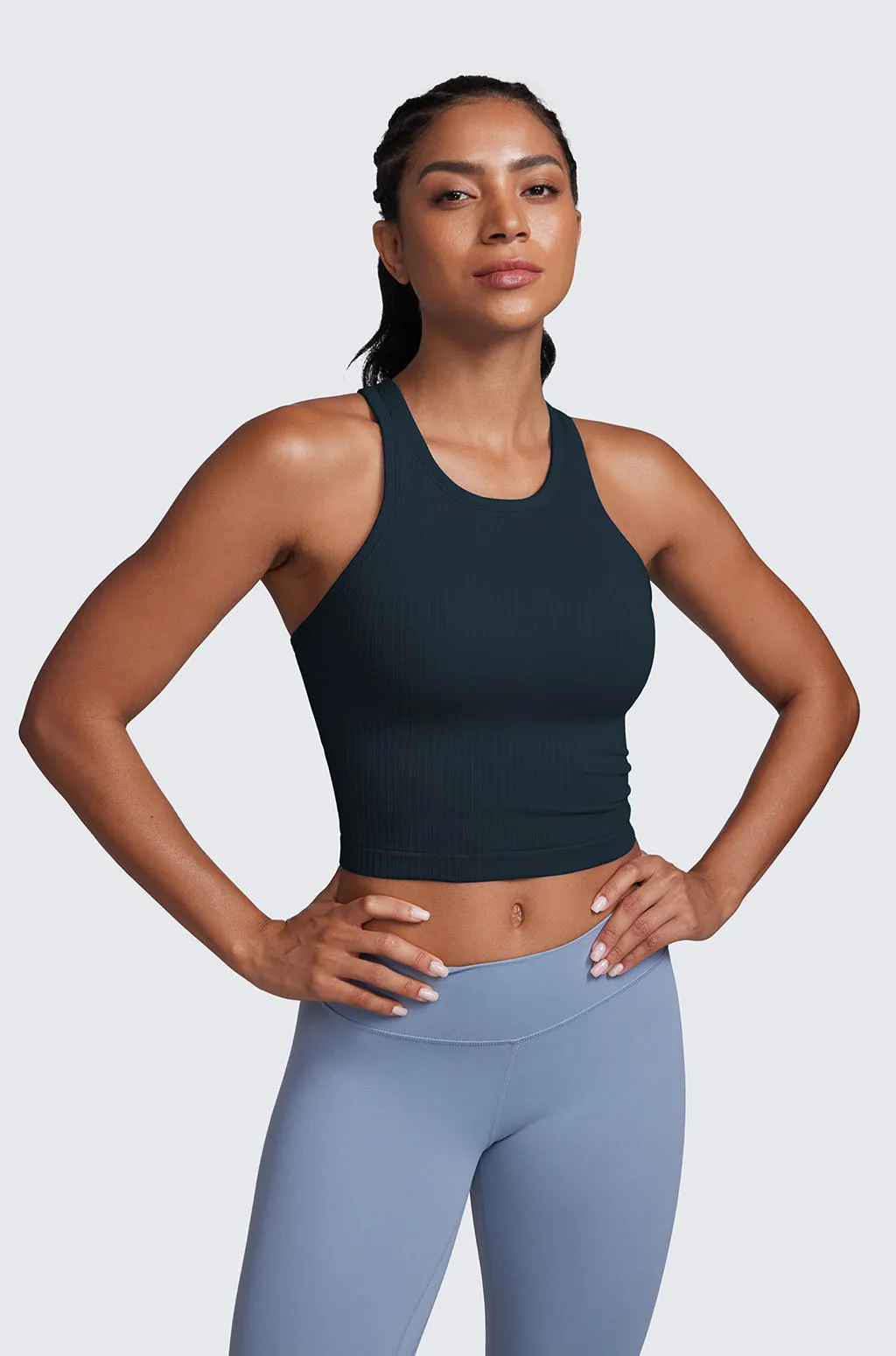 Seamless Ribbed Cropped Tank Top sold by Essenther product image thumbnail 5