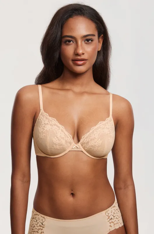 Romantic Lace Plunge Bra sold by Essenther