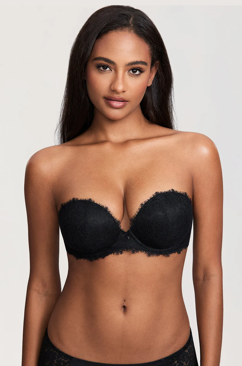 Eyelash Lace Strapless Bra sold by Essenther