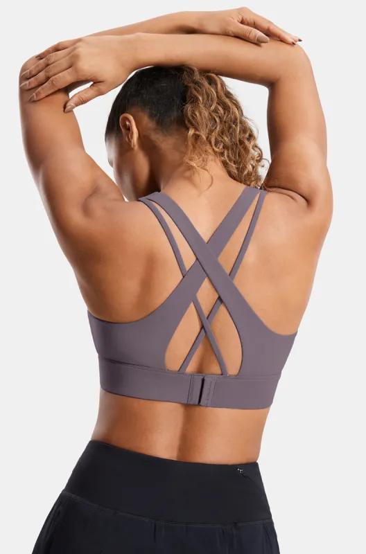 Zip Front Cross Back Sports Bra sold by Essenther