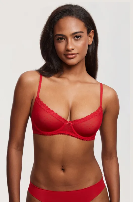 Sheer Mesh Lace Demi Bra sold by Essenther