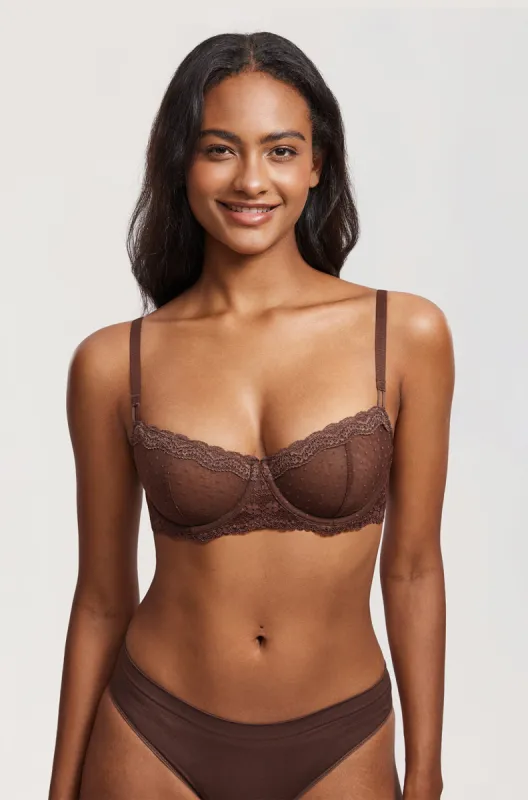 Sexy Mesh Lace Balconette Bra sold by Essenther